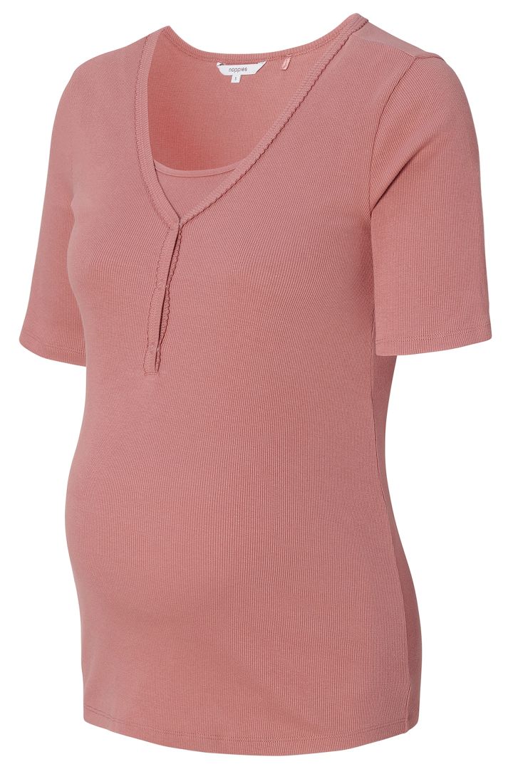 Organic Ripp Umstands- und Stillshirt light terracotta