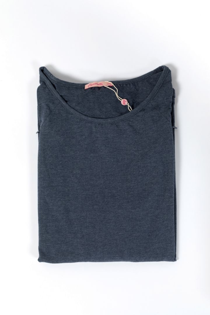 Lounge- und Pyjama Umstandsshirt mit Stillöffnung blau melange