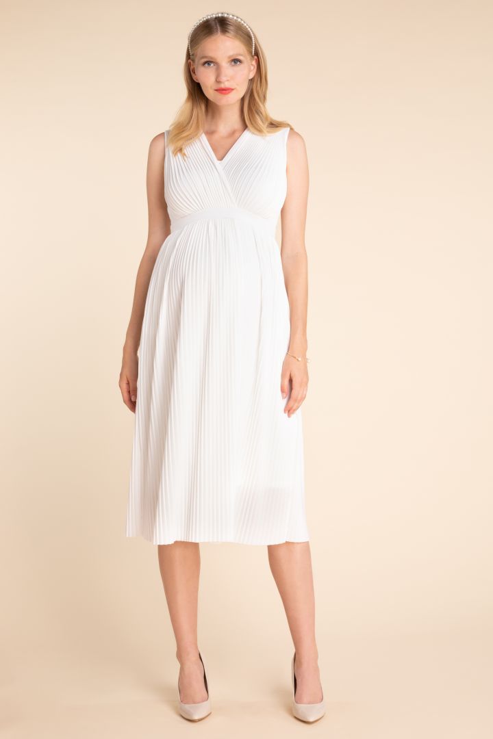 Midi Umstandsbrautkleid mit Plissees