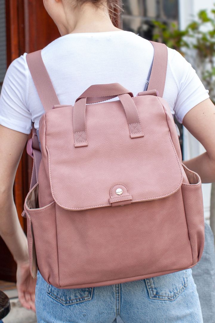 Wickelrucksack aus veganem Kunstleder rosa