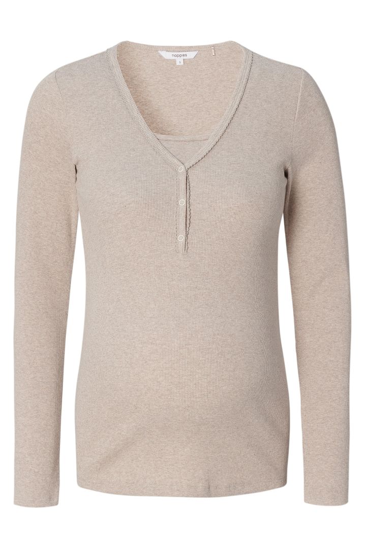 Organic Ripp Umstands- und Stillshirt langarm sand