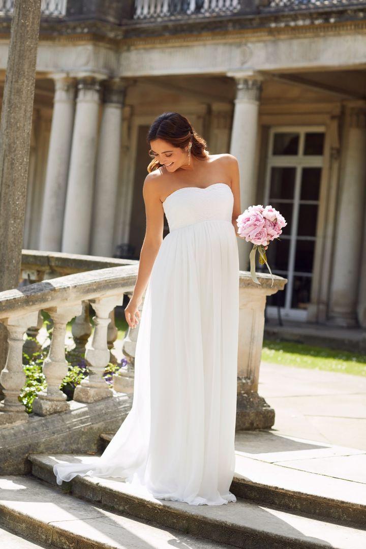 Bandeau Umstandsbrautrobe weiß