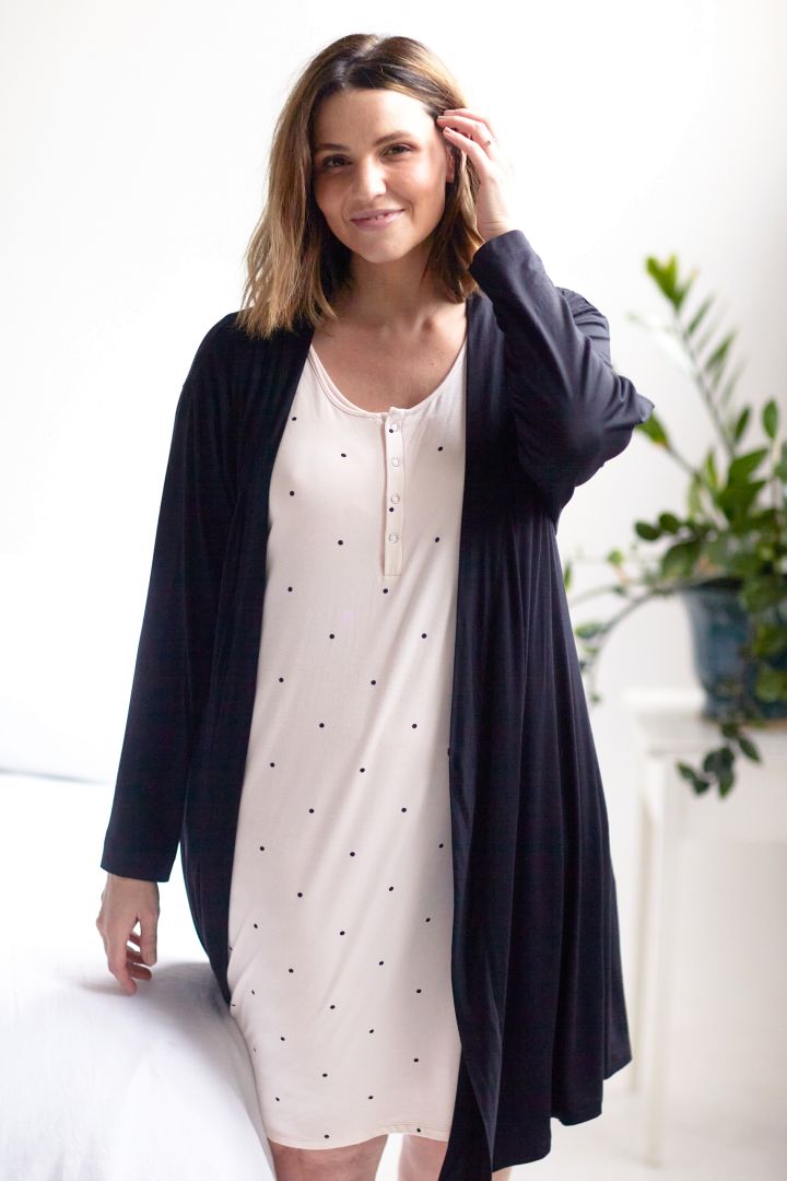 Maternity and Nursing Nightie with Bustier white