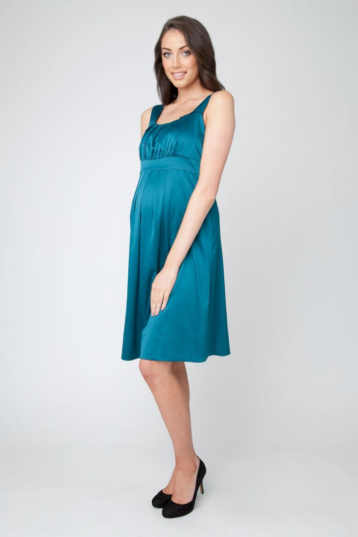 Satin Maternity Dress petrol