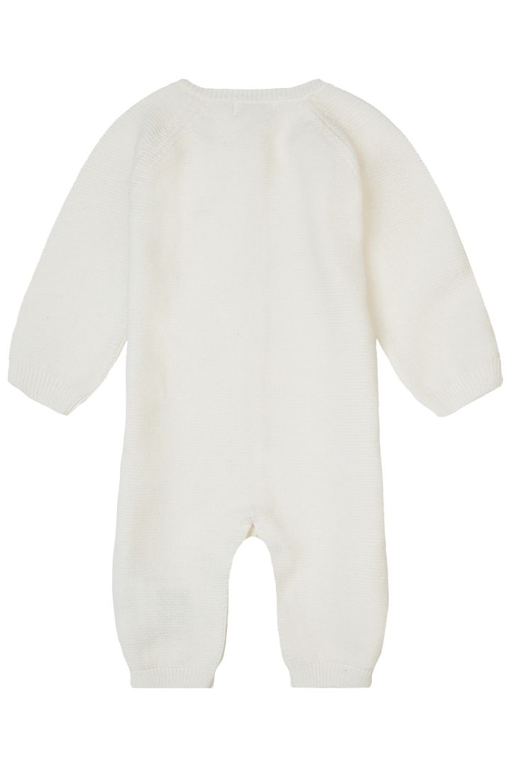 Organic Strickstrampler mit Knopfleiste weiß