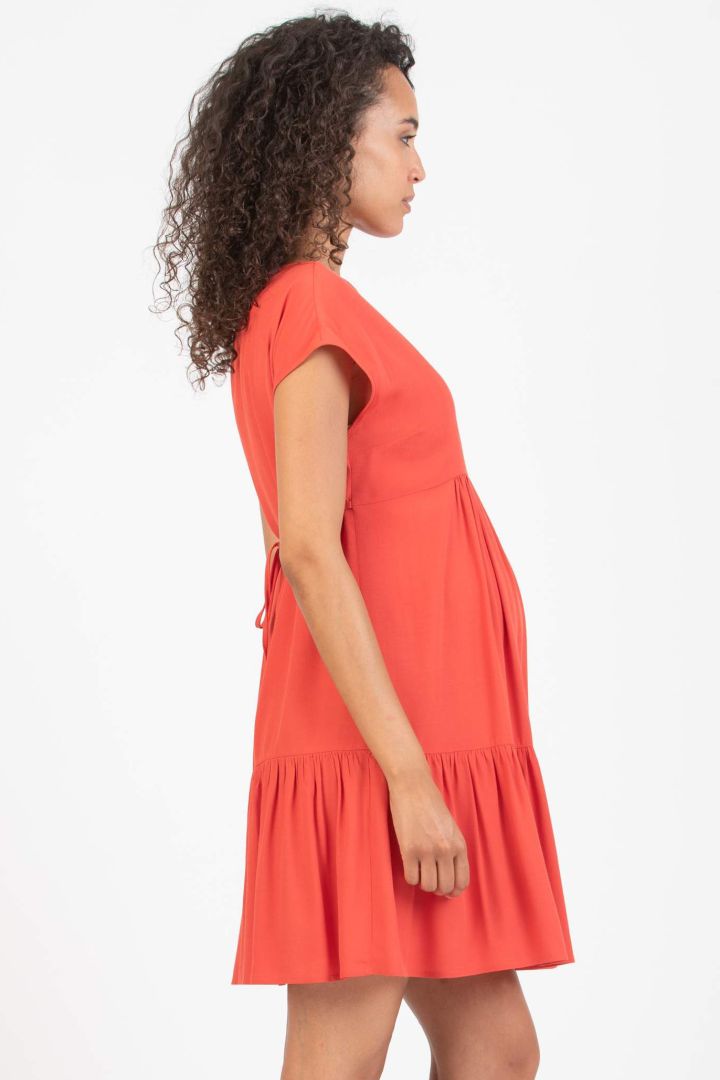 Umstandskleid mit Volantsaum rot