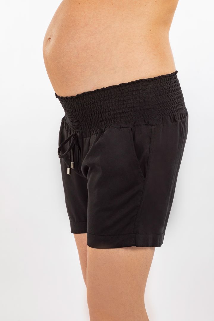 Casual Umstands- Shorts mit gesmoktem Bund schwarz