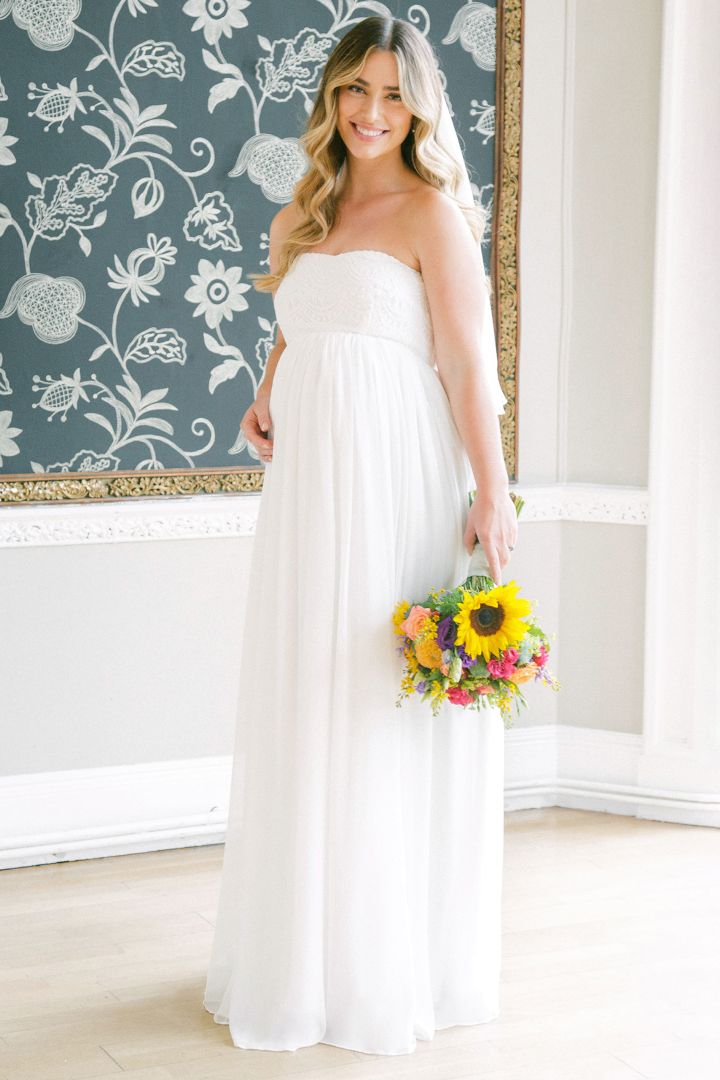 Bandeau Umstandsbrautrobe weiß