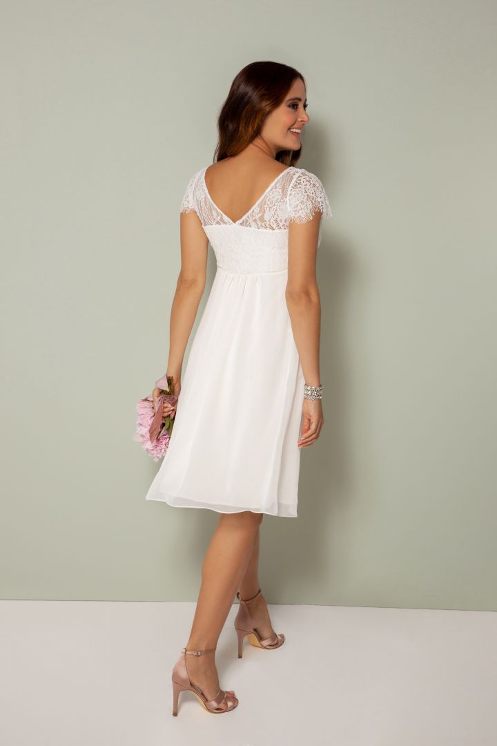 Umstandsbrautkleid mit Spitzenbustier elfenbein