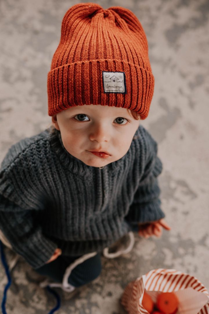 Rib Knit Beanie with Merino Wool