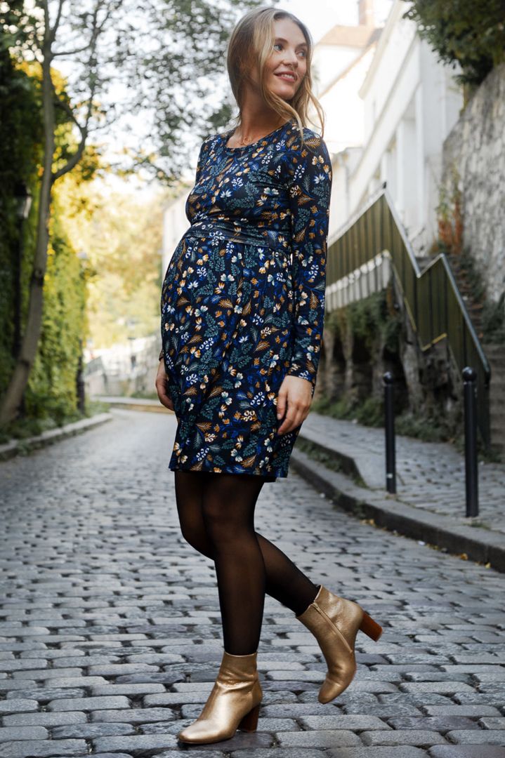 Umstands- und Stillkleid mit Blätterprint