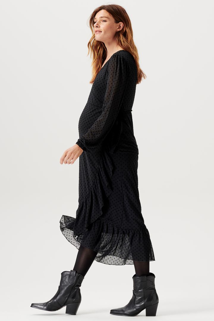 Midi Umstands-und Stillkleid in Wickeloptik schwarz