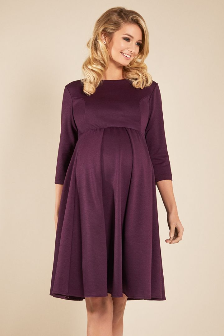 Maternity dress with submarine neckline wine red