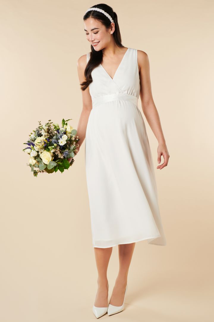 Umstandsbrautkleid mit Cache Coeur Ausschnitt