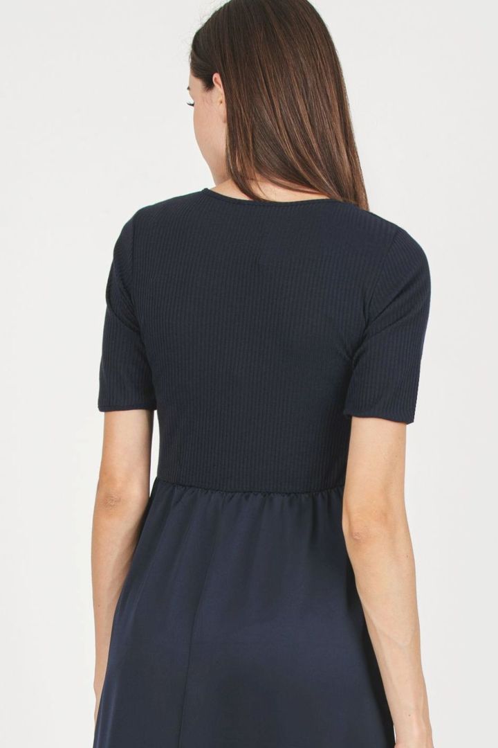 Maternity Dress with Rib Details blue