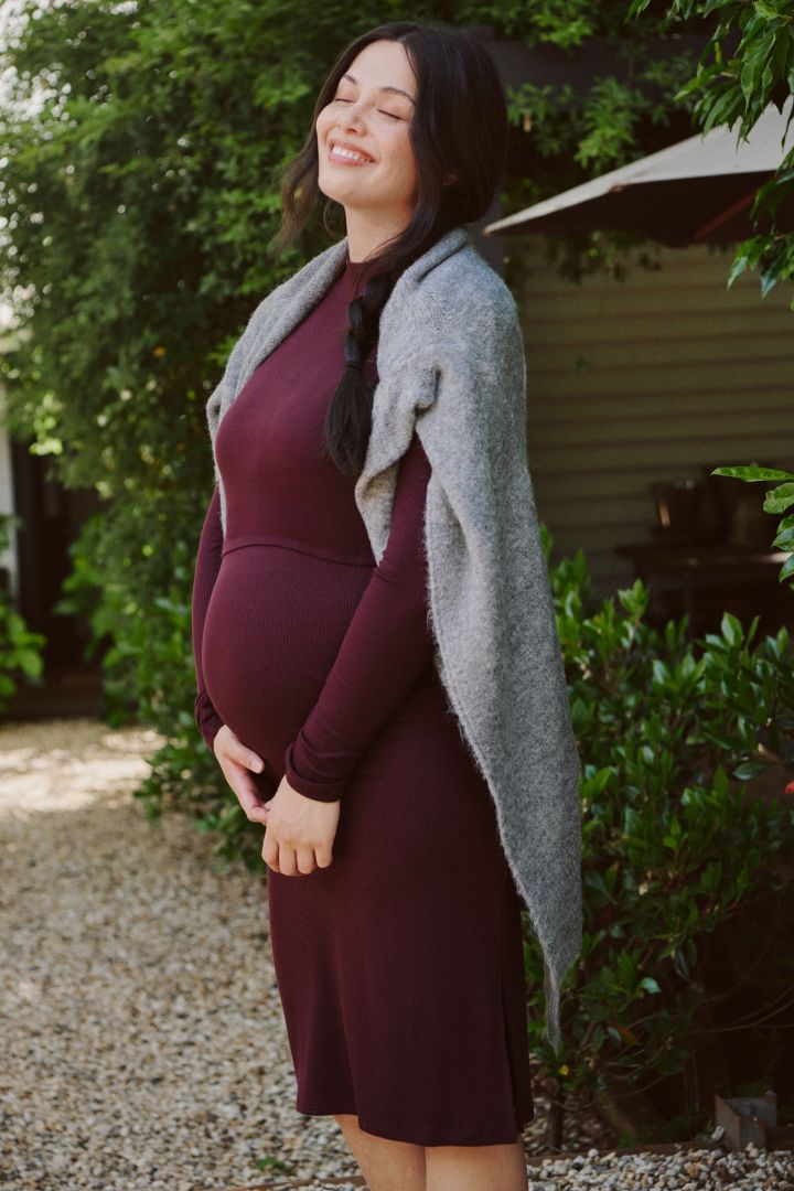 Two-piece Ribbed knit Maternity and Nursing Dress
