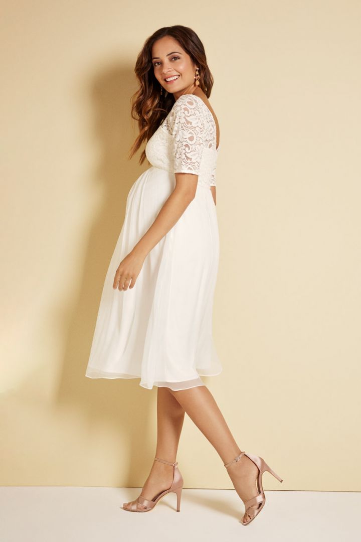 Umstandsbrautkleid mit Seidenrock elfenbein