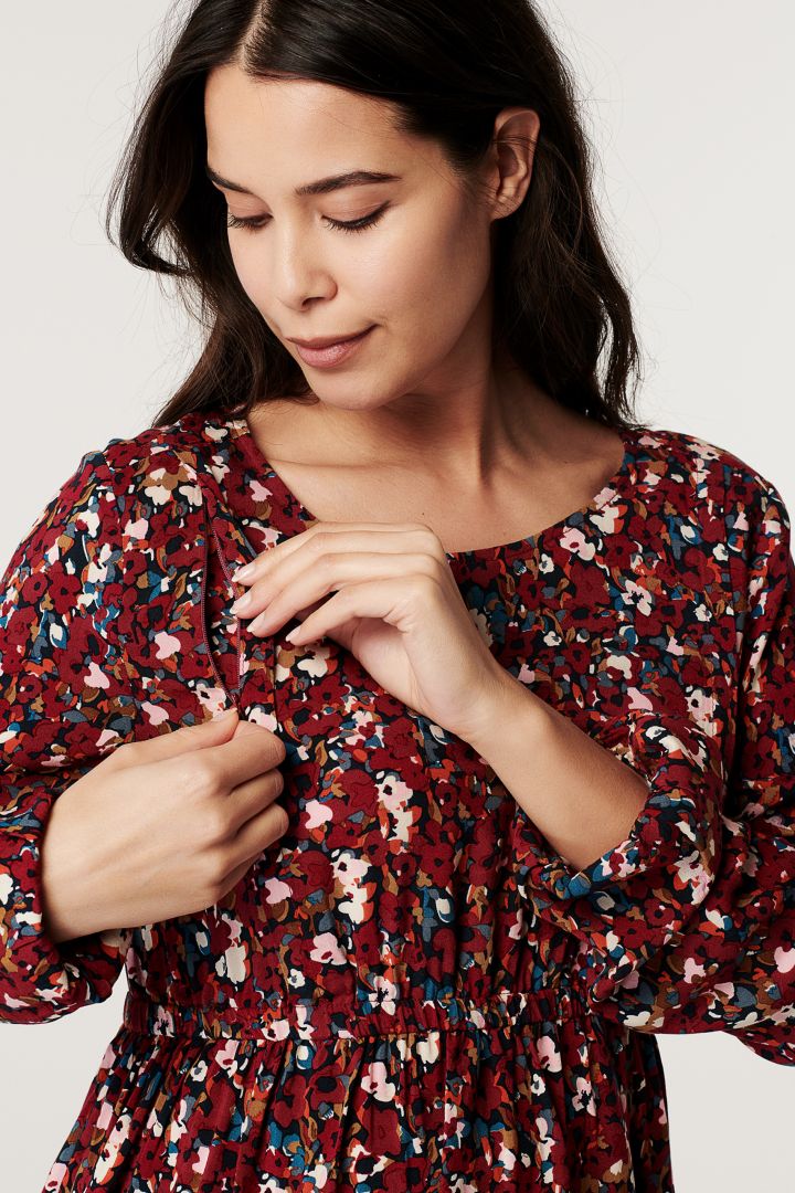 Maternity and Nursing Blouse with Flower Print