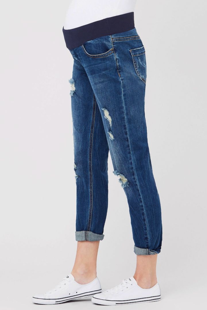 Boyfriend Umstandsjeans im Used-Look