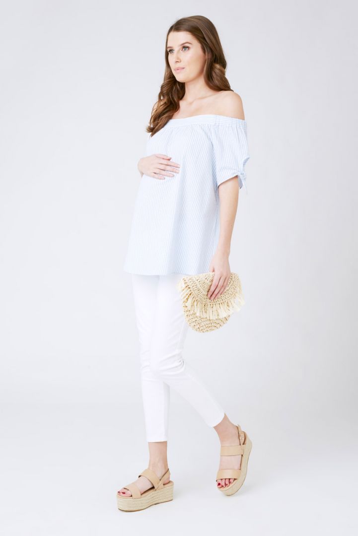 Cold Shoulder Umstandsbluse aus Seersucker