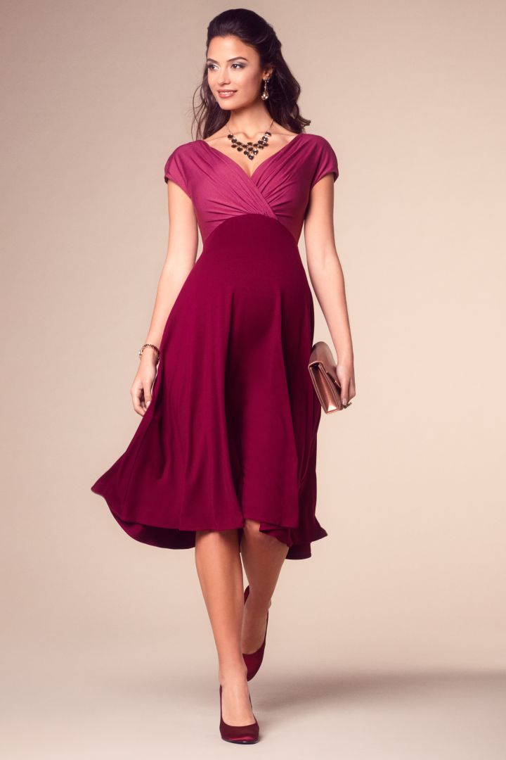 Maternity Dress with Cache Coeur Neckline berry