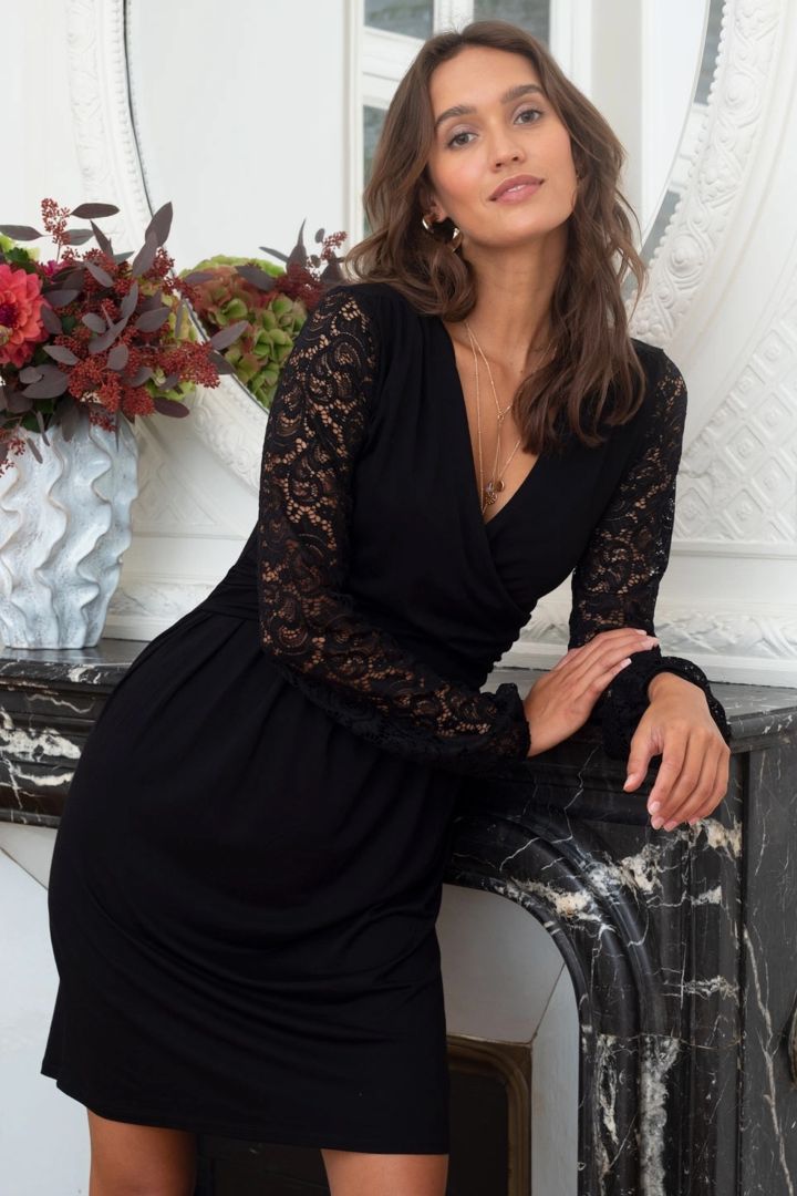 Umstands- und Stillkleid mit Spitzenärmeln
