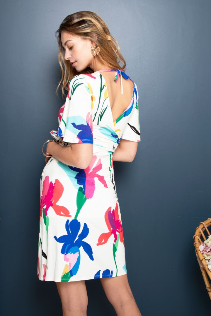 Maternity and Nursing Dress V-Neck Rainbow