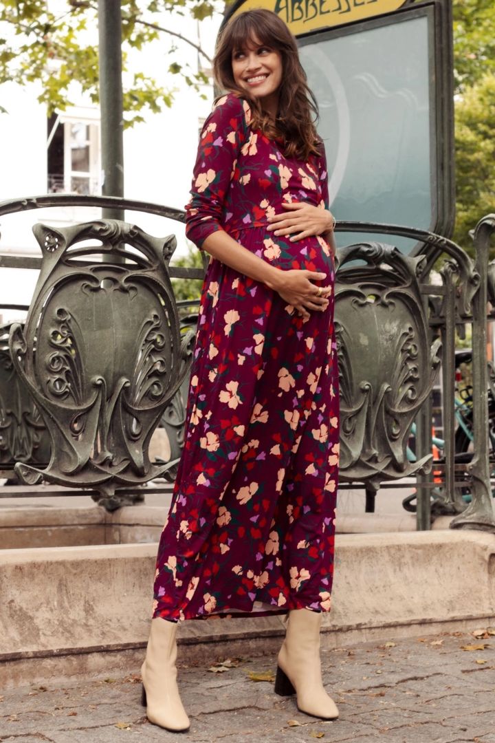 Maxi Umstands- und Stillkleid mit Blumenprint