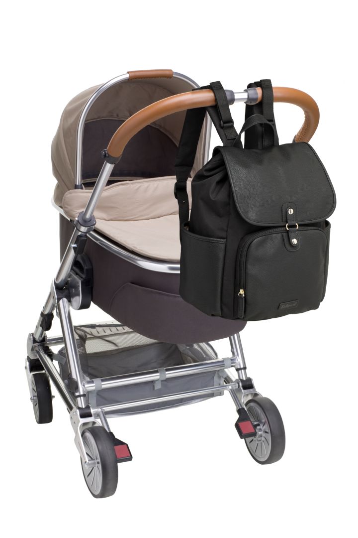 Wickelrucksack aus veganem Kunstleder schwarz