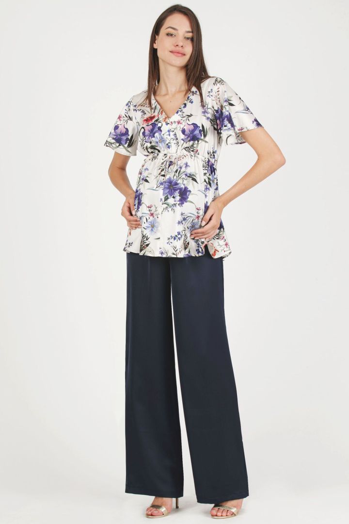 Eco Satin Umstands- und Stillbluse ivory