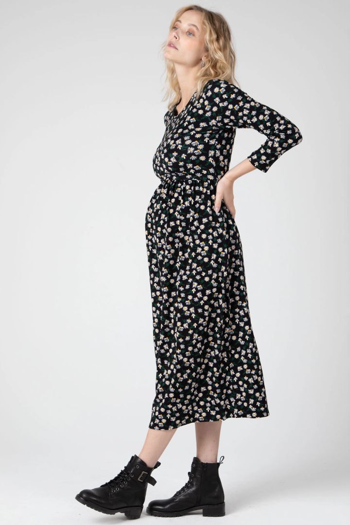 Midi Umstands- und Stillkleid mit Margeriten Print