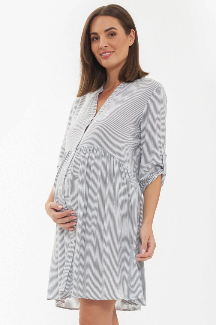 Maternity and Nursing Tunic Dress with Stripes