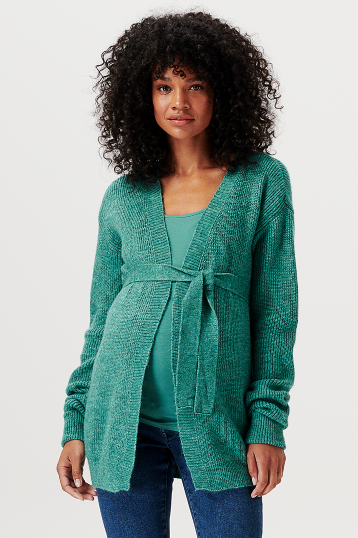Eco Umstands Cardigan mit Bindegürtel grün