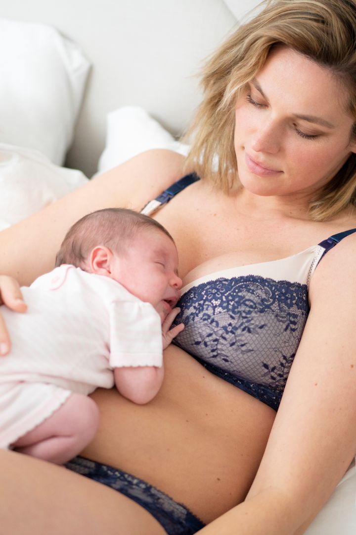 Lace Detail Nursing Bra navy/rose