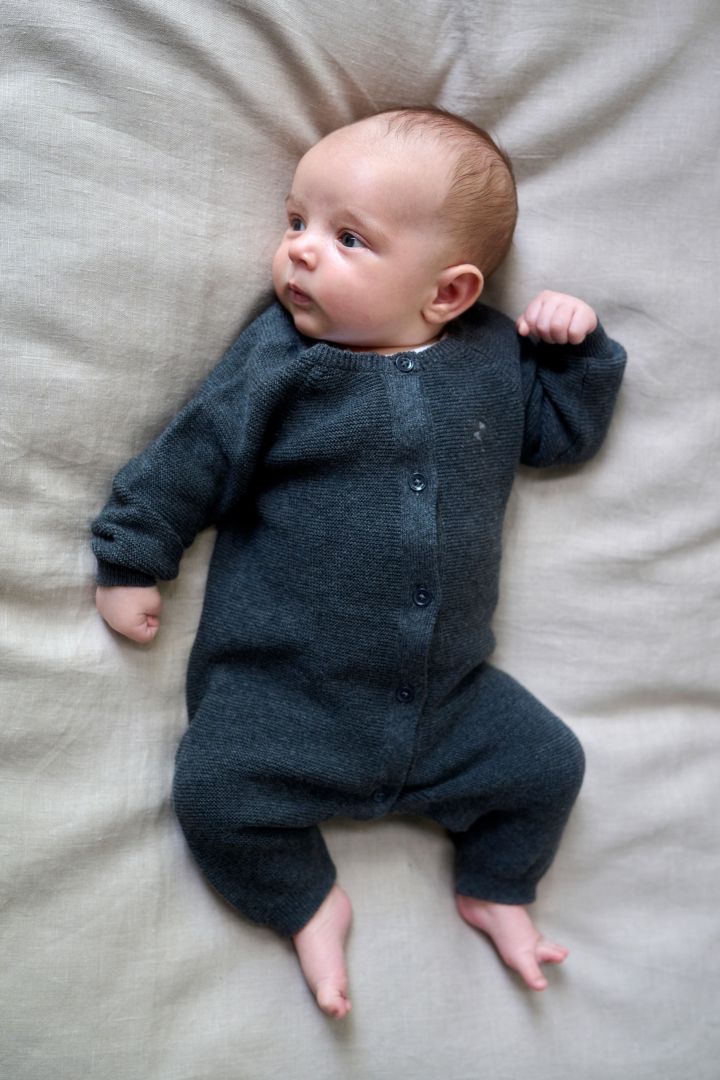 Organic Strickstrampler mit Knopfleiste dunkelgrau