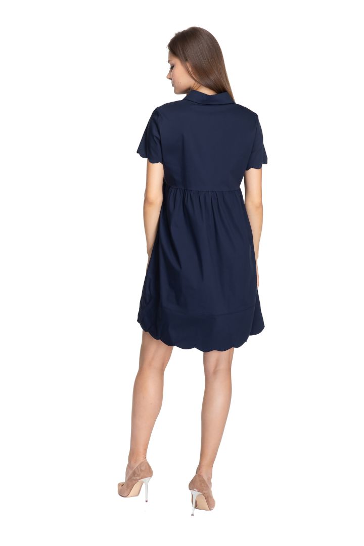 Maternity and Nursing Dress with Shell Tuc Hem dark blue