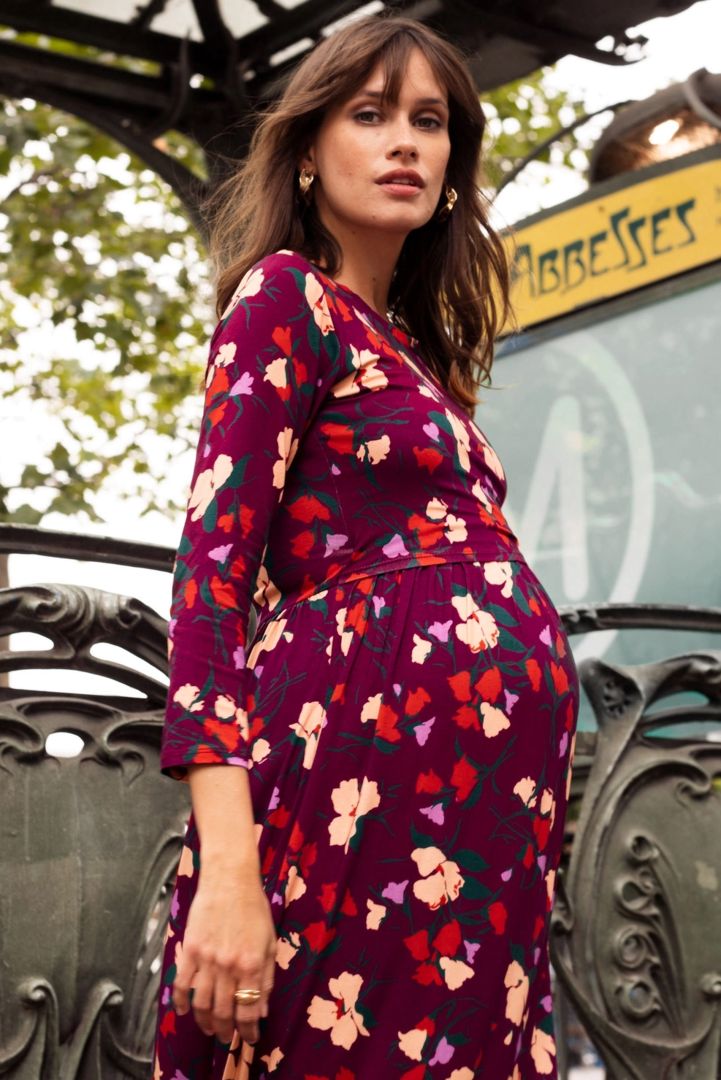 Maxi Umstands- und Stillkleid mit Blumenprint