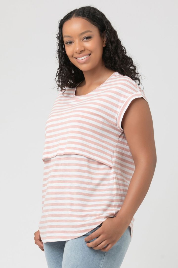 Umstands- und Stillshirt gestreift rosa-weiß