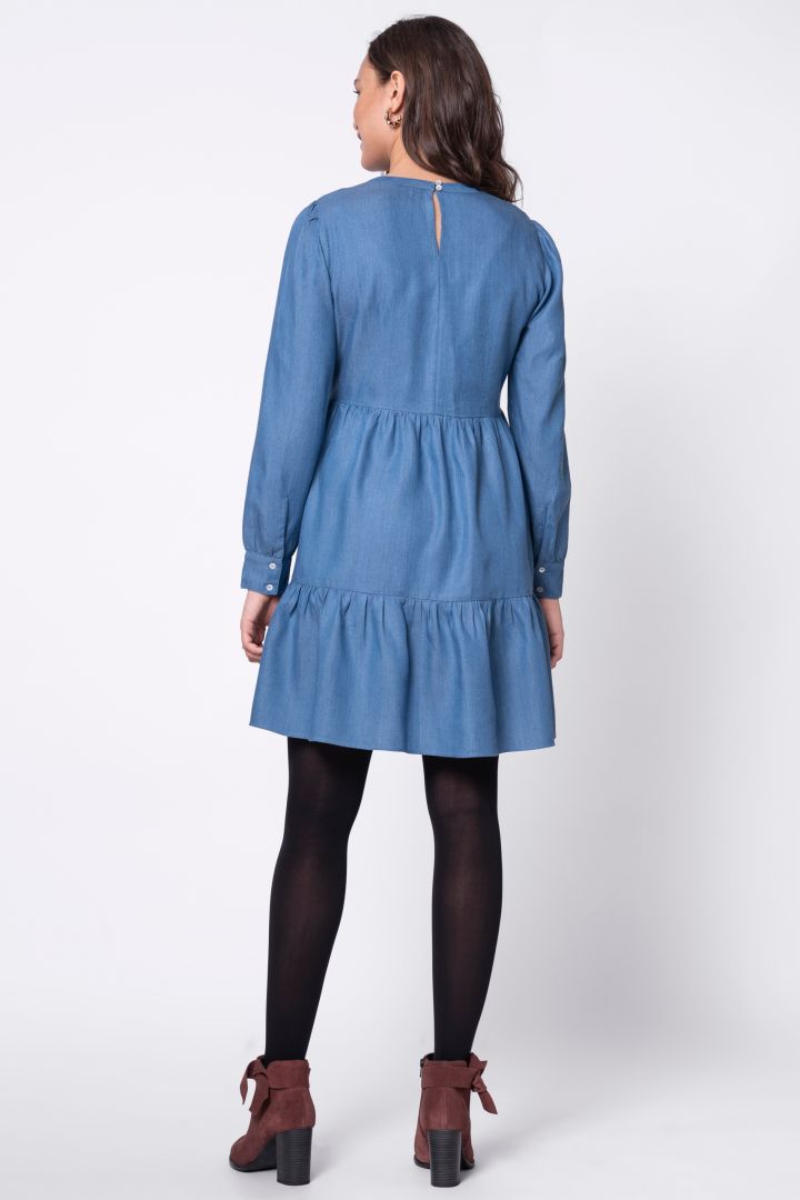 Tencel Maternity and Nursing Dress with Embroidery