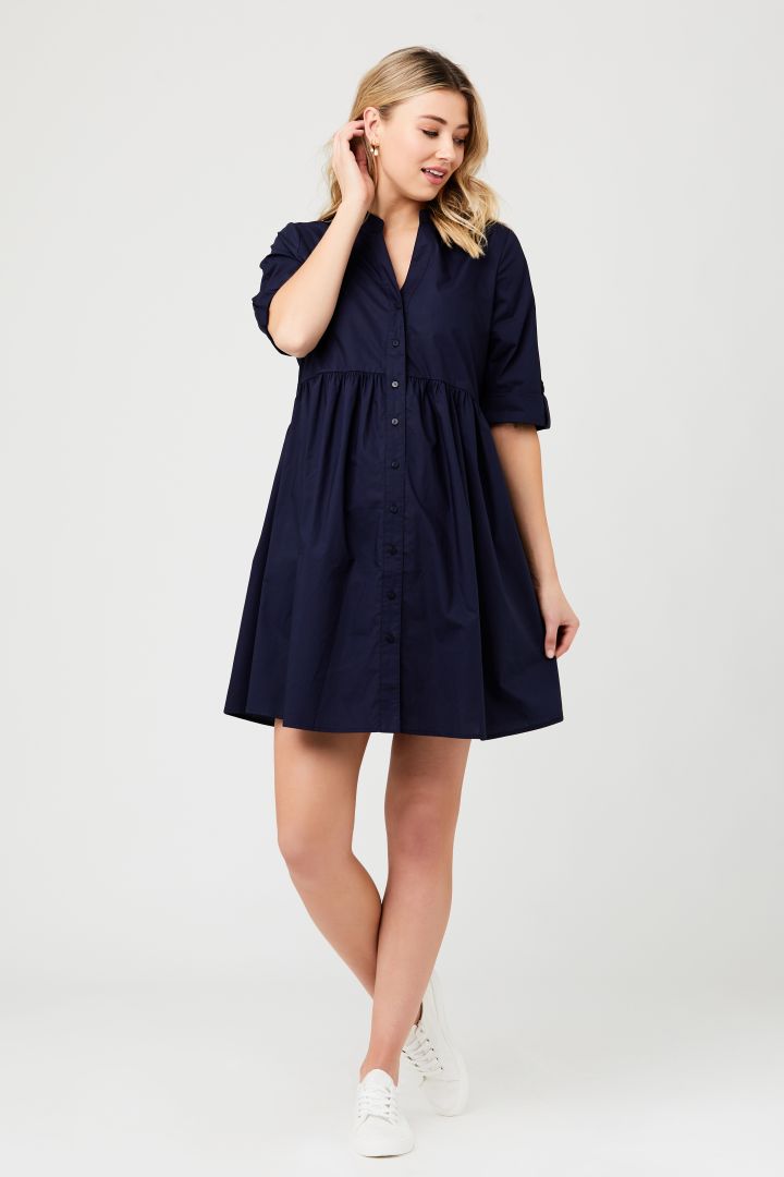Umstands- und Stillkleid aus Popeline navy