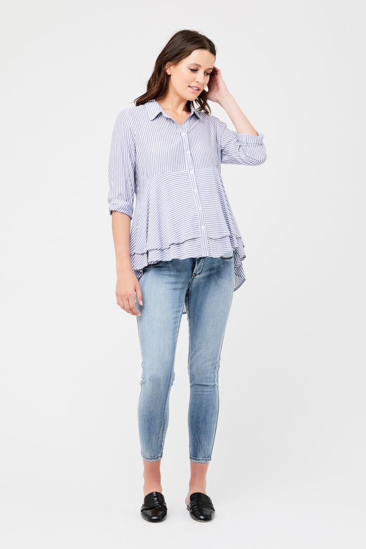 Pepblum Maternity Blouse blue/white