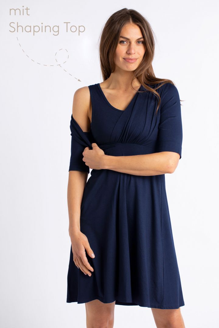 Ecovero Umstands- und Stillkleid mit Post Partum Shaping Top navy
