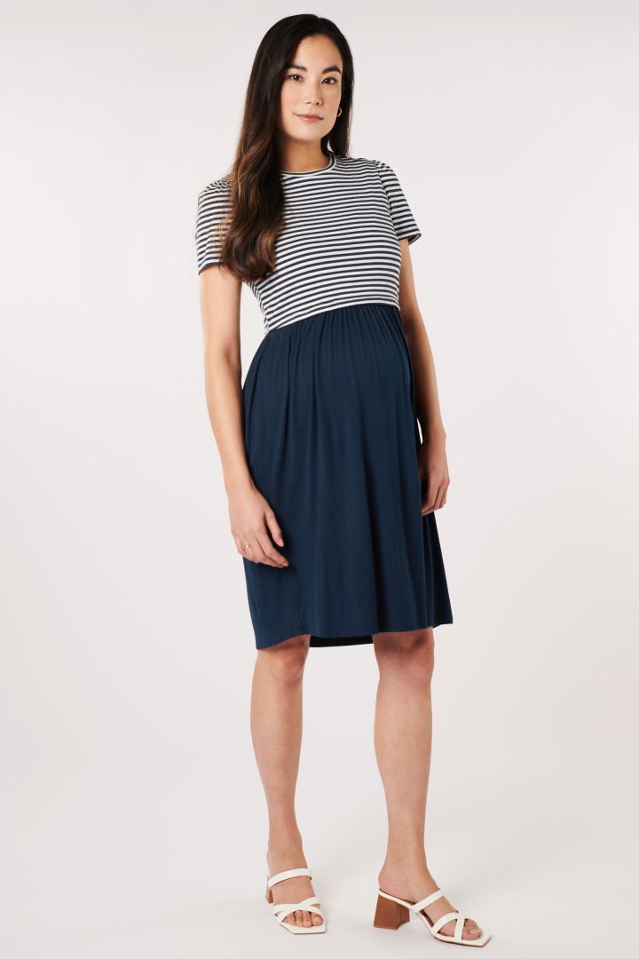 Organic Umstands- und Stillkleid mit Streifentop