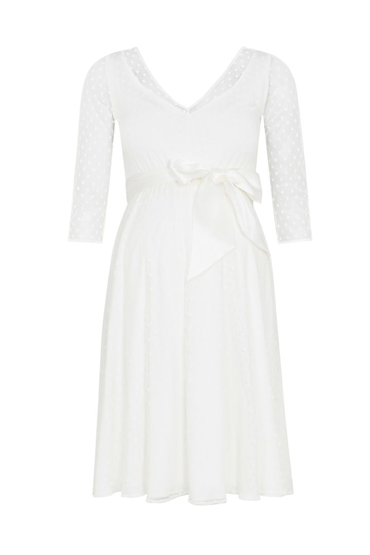 Umstandsbrautkleid mit Pünktchen kurz