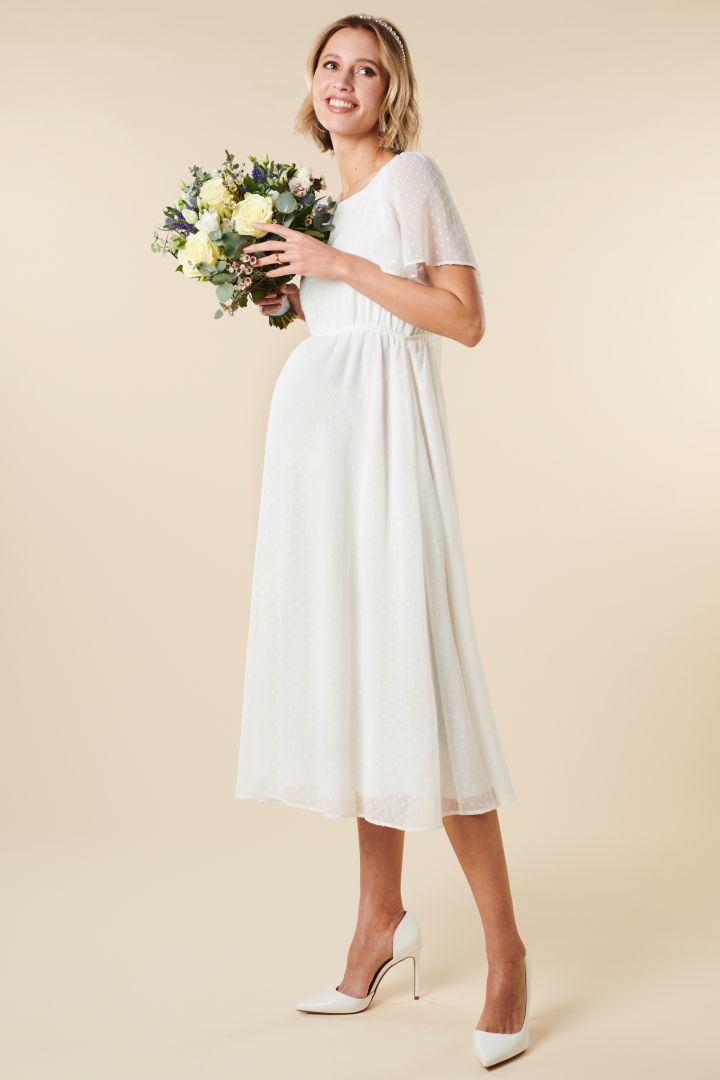 Umstandsbrautkleid mit Schleifendetail am Rücken