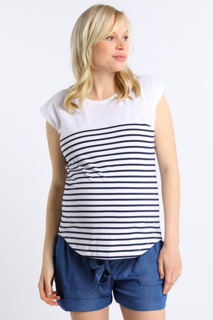 Umstands- und Stillshirt aus Bio-Baumwolle gestreift