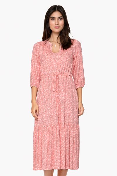 Organic Umstands- und Stillkleid mit Blumen Print rot