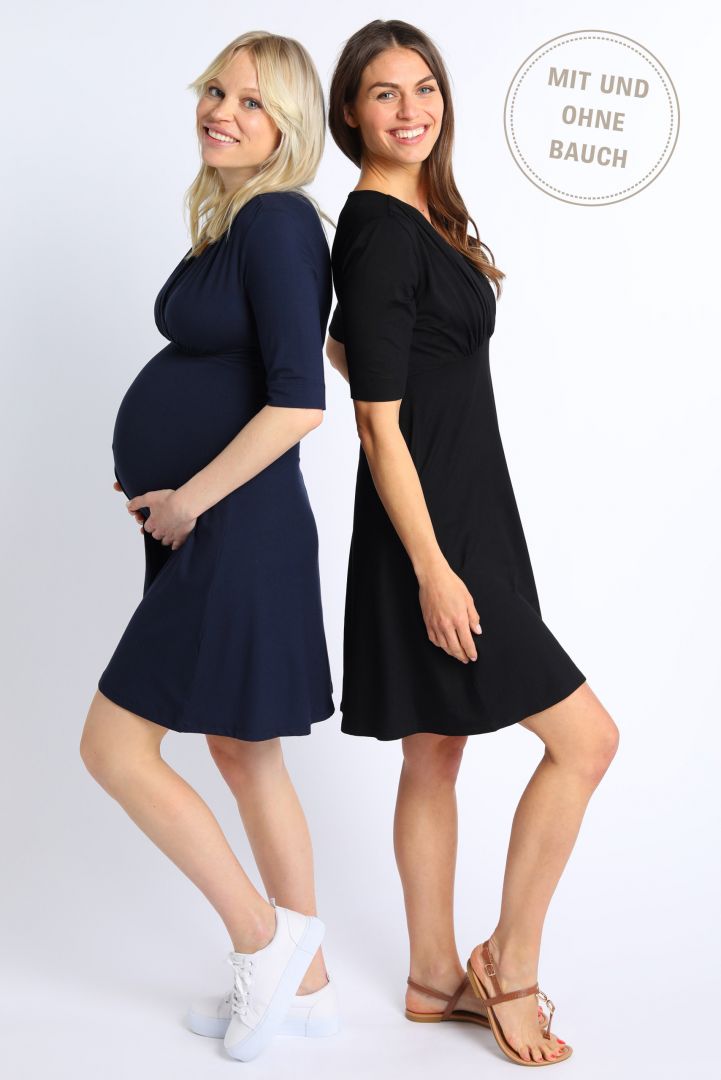 Ecovero Umstands- und Stillkleid mit Post Partum Shaping Top schwarz