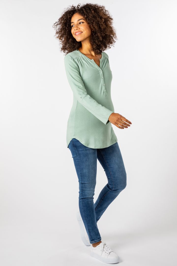 Eco Viskose Henley Umstands- und Stillshirt salbei