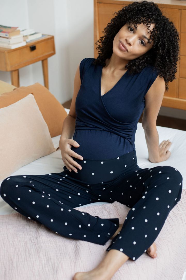 Cross-Over Maternity and Nursing Pyjama with Dots